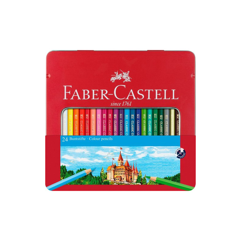Lápices de colores Faber-Castell en estuche metálico de 24