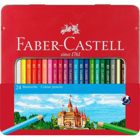 Lápices de colores Faber-Castell en estuche metálico de 24