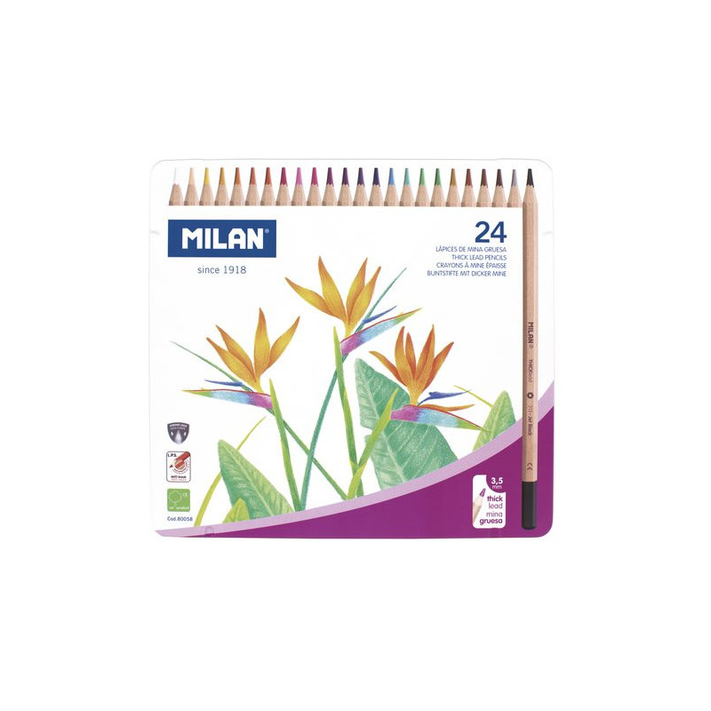 Lápices de colores Milan en caja metálica de 24