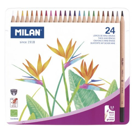 Lápices de colores Milan en caja metálica de 24