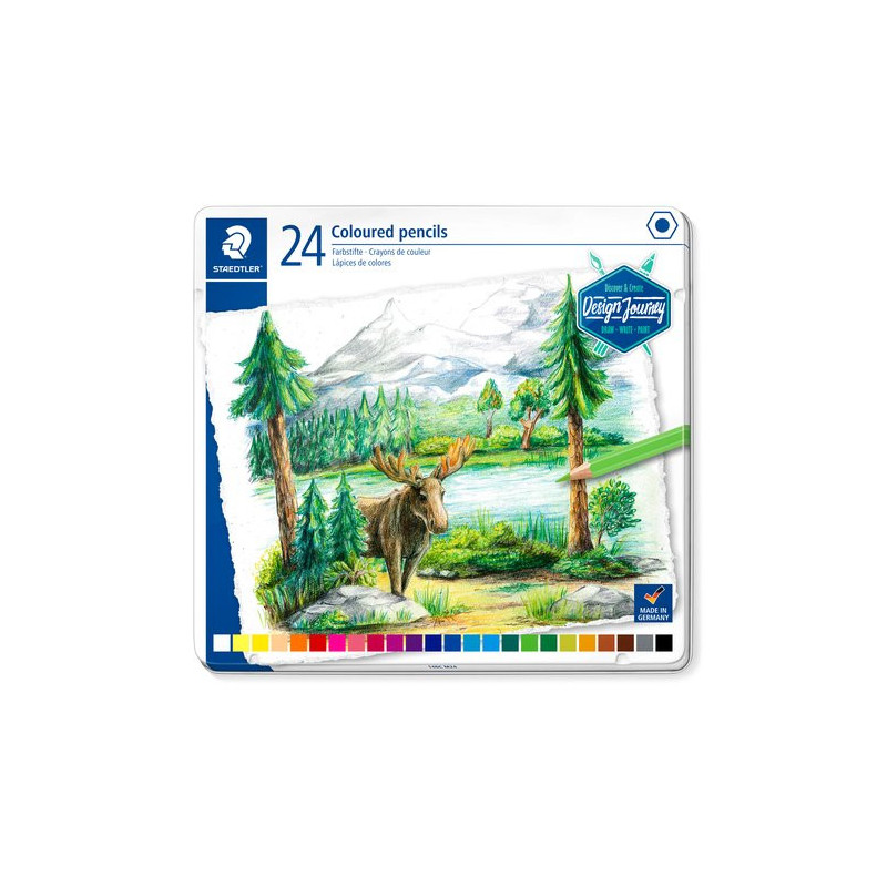 Lápices de colores Staedtler Design Journey en estuche metálico de 24