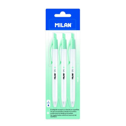 Bolígrafo Milan P1 antibacteriano azul (blíster de 3)