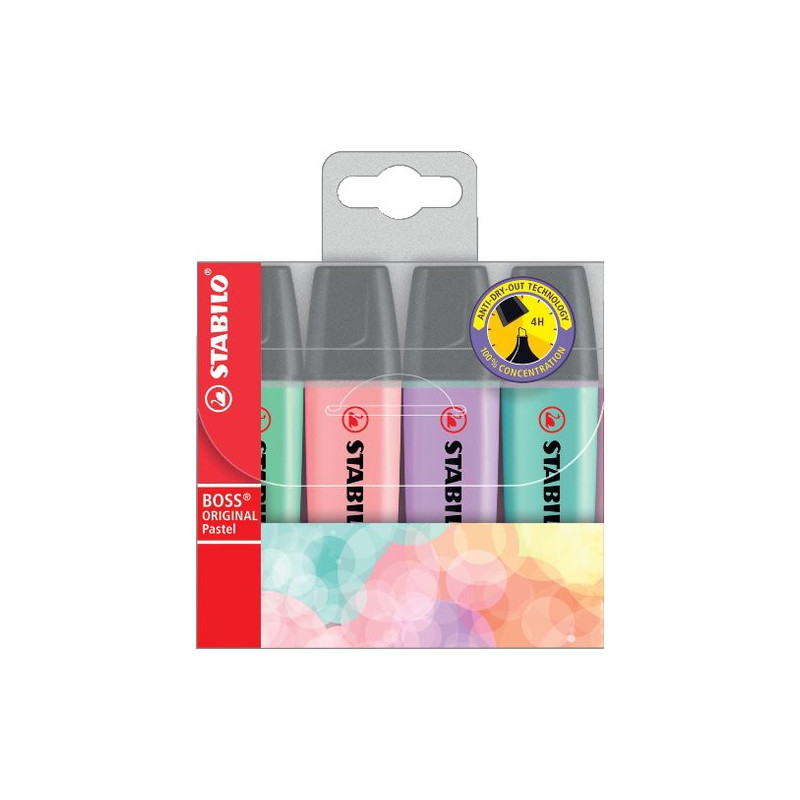 Estuche de 4 subrayadores Stabilo Boss pastel